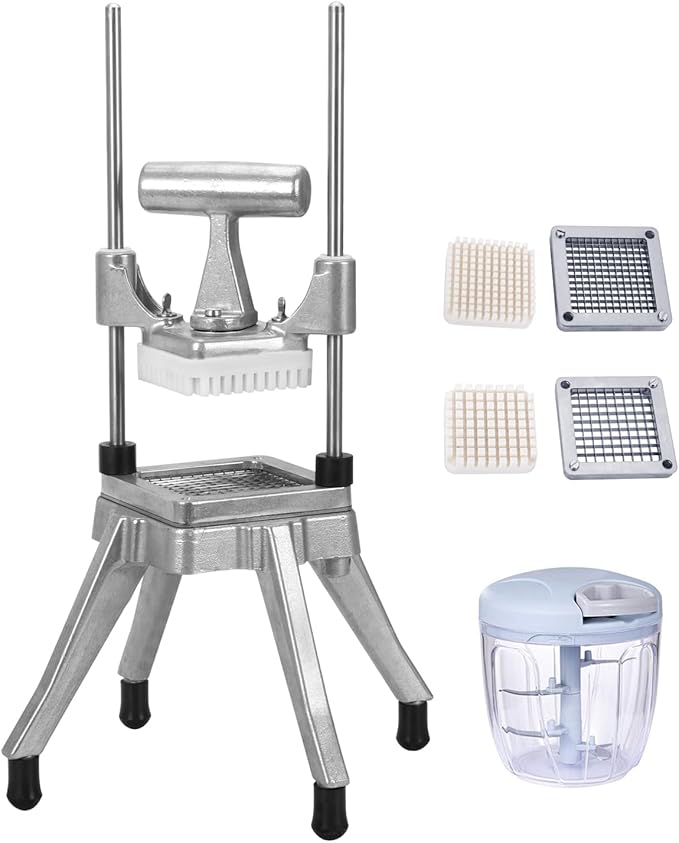 Commercial Vegetable Fruit Chopper 1/4″&3/8″ Blade Heavy Duty Professional Food Dicer Kattex French Fry Cutter Onion Slicer Stainless Steel for Tomato Peppers Potato
