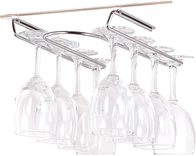 Wine Glass Rack Under Cabinet Metal, Stainless Steel Wire Storage Hanger, Wine Glass Drying Rack, More Convenient To Take And Place, Widen The Mouth Of The Hanging Cup
