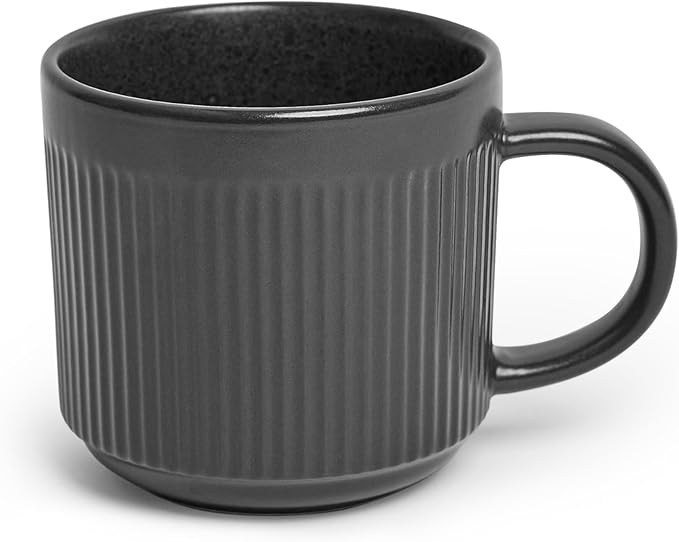 SANGO Anderson Black Coffee Mugs Set of 4, 16.5 oz Stoneware Coffee Mug Set, Big Ceramic Tea Cup with Matte Glaze for Cappuccino, Latte, Large Coffee Cups with Handle, Microwave & Dishwasher Safe