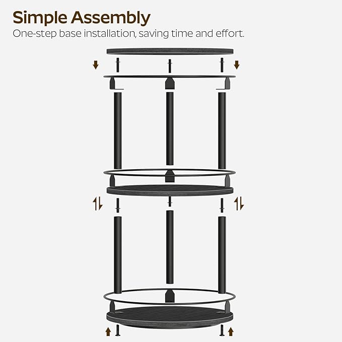 YATINEY Spice Rack, Set of 2 Lazy Susan Organizer, 3 Tier Turntable Organizer For Cabinet, Compact and Versatile, for Kitchen Countertop, Black SR23L2BB