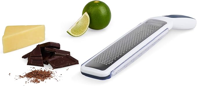Zyliss E900033 Rasp Grater With Handle, Stainless Steel/Plastic, White, Grating Cheese/Garlic/Lemon Zester/Nutmeg/Parmesan/Ginger/Vegetable/Carrot/Chocolate, Dishwasher Safe, 5 Year Guarantee
