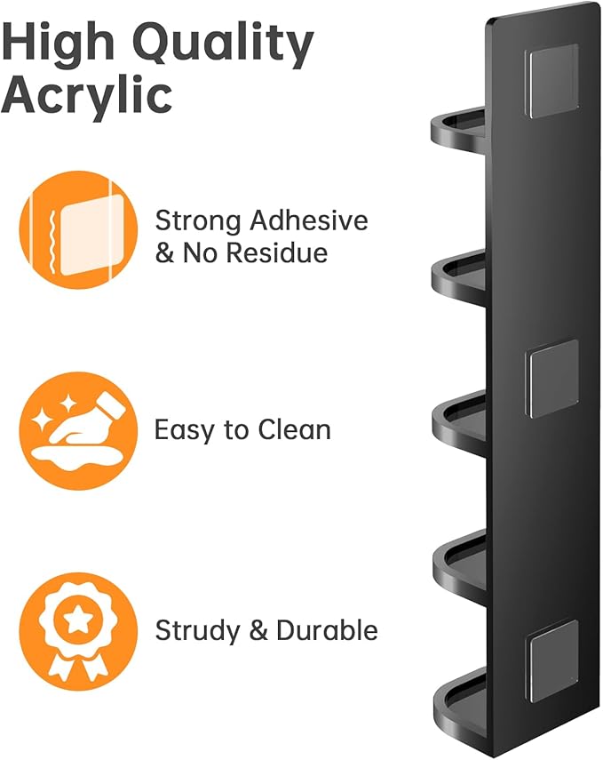 NiHome 2PCS Black Acrylic Pod Holders Compatible with Ninja Thirsti Drops, Durable Thick Acrylic Wall or Machine Mounted Storage Racks with Nano Adhesive, Space-Saving Design Easy Flavor Organization
