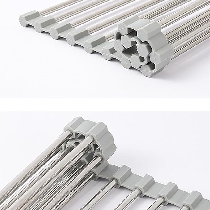 Over Sink Dish Drying Rack, Roll up Dish Drying Rack, 304 Stainless Steel Over The Sink Dish Drainer Rack,Foldable Dish Rack