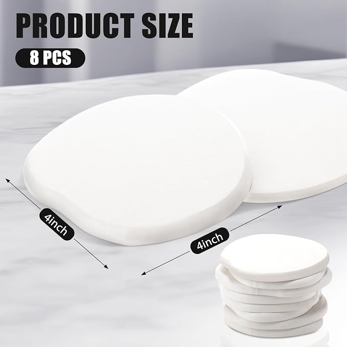 Diatomaceous Earth Coasters Set of 8，Cool Absorbent Quick-Dry Drink Coasters for Desks, Cute Modern Stone Design with Stylish White Aesthetic (8, White)