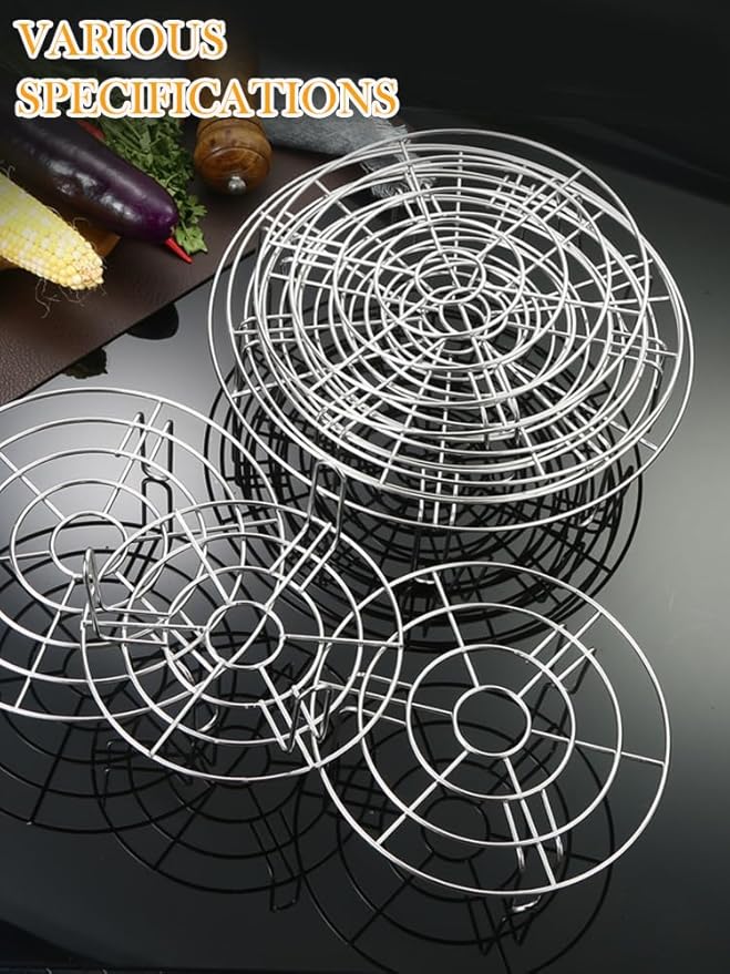Bacon Cooking Rack for Oven Use Dia 9.4" Wire Cooling Racks for Baking Round 304 Stainless Steel Wire Cooking Racks/Carbon Baking Net/Grill/Pan Grate with Legs (Height 1.8",9.4"/24cm)