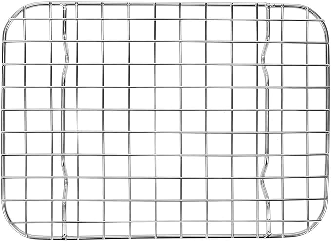 BESTOYARD Cooling Racks, Stainless Steel Grid Wire Rack for Baking Roasting Grilling Drying Metal Mesh Oven Rack for Chicken Bacon Cookies 22x16x1.5cm, 22.00X16.00X1.50CM, Silver