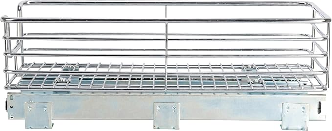 Household Essentials Chrome-Plated Steel Pull-Out Organizer with Artisanal Basket Detailing