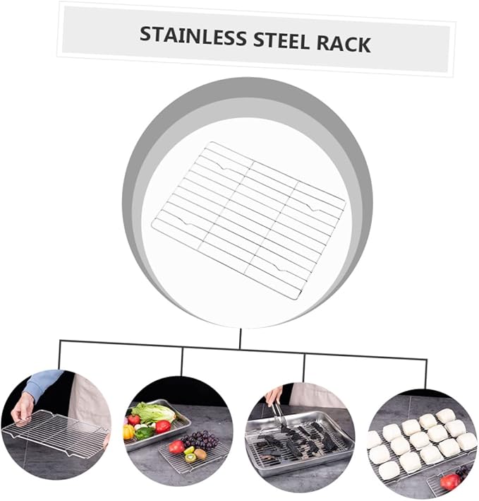 Zerodeko 1pc Stainless Steel Cooling Rack and Roasting Holder for Baking Multi-purpose Kitchen Tool for Cooling Cakes Barbecue and Drying Vegetables