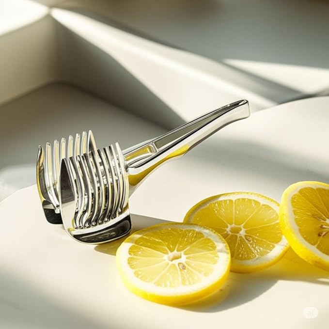 3-in-1 Garlic Press, Lemon Slicer & Peeler Set - Rustproof Stainless Steel, Easy-Clean with Soft, Ergonomic Handle