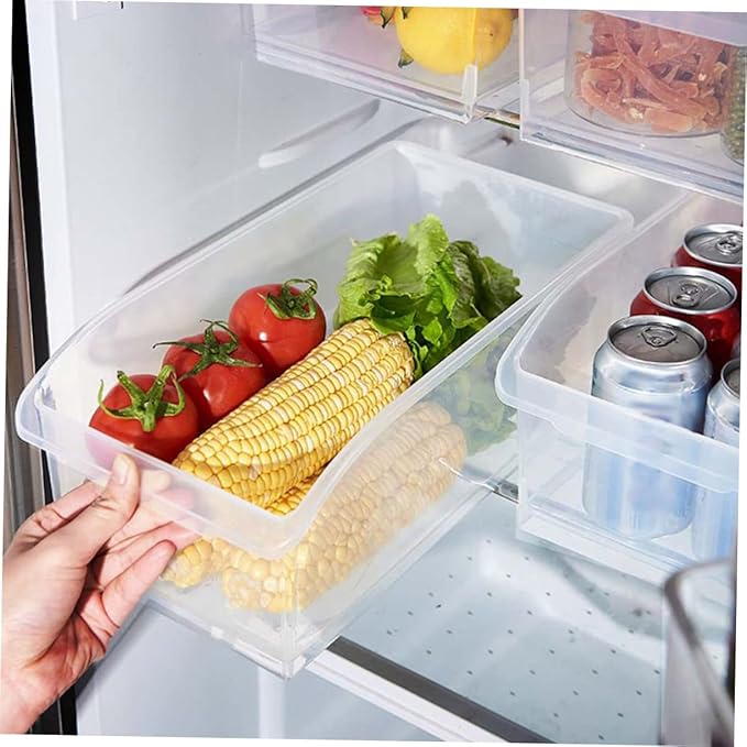 CHILDWEET 2pcs Clear Refrigerator Organizer Bins Drawer Style Plastic Storage Container for Kitchen and Pantry Organization and Convenient Design for Easy Access