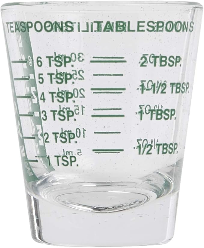 Kolder Mini Measure Heavy Glass, 20-Incremental Measurements Multi-Purpose Liquid and Dry Measuring Shot Glass, Green