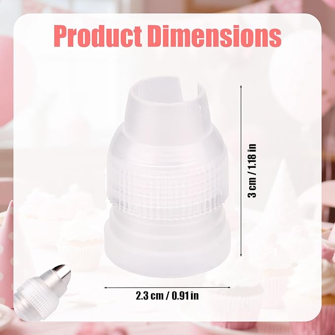 12pcs Piping Bag Couplers, 3x2.3cm/1.18x0.91in Plastic Standard Pipe Icing Piping Tip Coupler Cake Decorating Tool for Frosting Icing Nozzles (White)