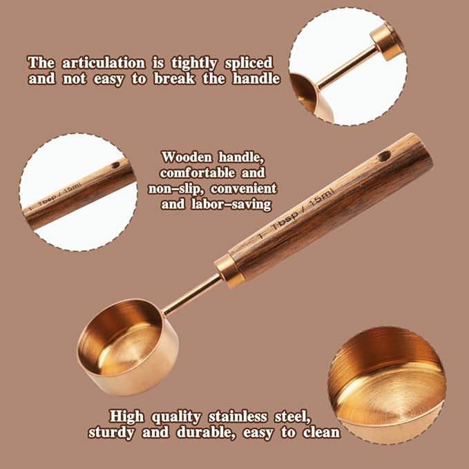 3 Pcs Espresso Shot Glass with 15ml Coffee Measuring Spoon, Single Spout Glass Measuring Cup with Wood Handle, Espresso Shot Cups with Dual Scale for Coffee Milk (6.0oz, 2oz)