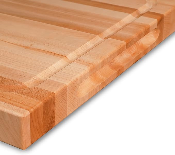 CONSDAN Hard Maple Wood Cutting Board for Kitchen, USA Grown Hardwood, 16 x 12, with Invisible Inner Handle, Prefinished with Food-Grade Oil, Suitable for Kitchen Edge Grain, 1-1/2" Thick