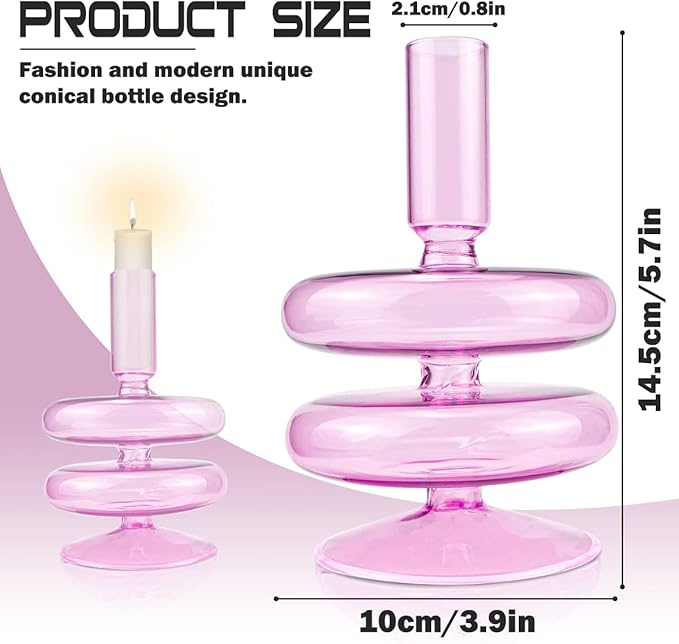 Clear Glass Candle Holders Glass Taper Candle Holder Decorative Glass Candlestick Holders for Dining Table Centerpieces Wedding Church （）