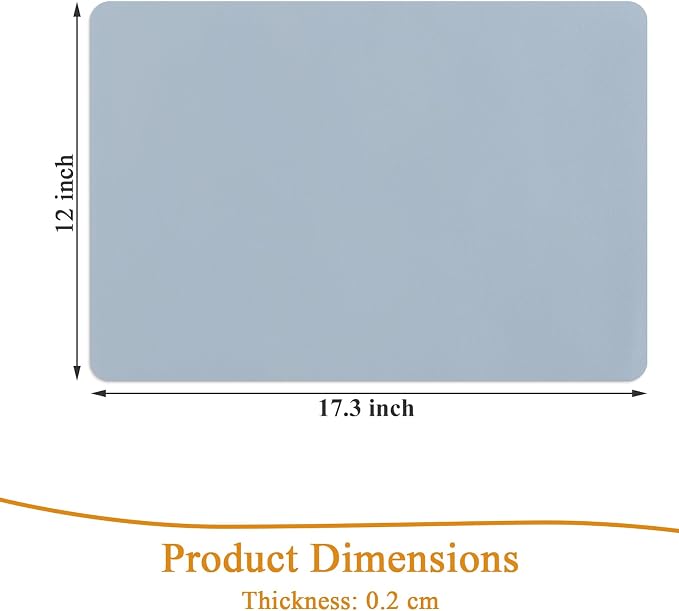 SHACOS Placemats Set of 6 Faux Leather Waterproof Leakproof Wipeable PU Non-Slip Vinyl Place Mats Heat Resistant Table Mats for Kitchen Dining Table Indoor Outdoor, Light Blue