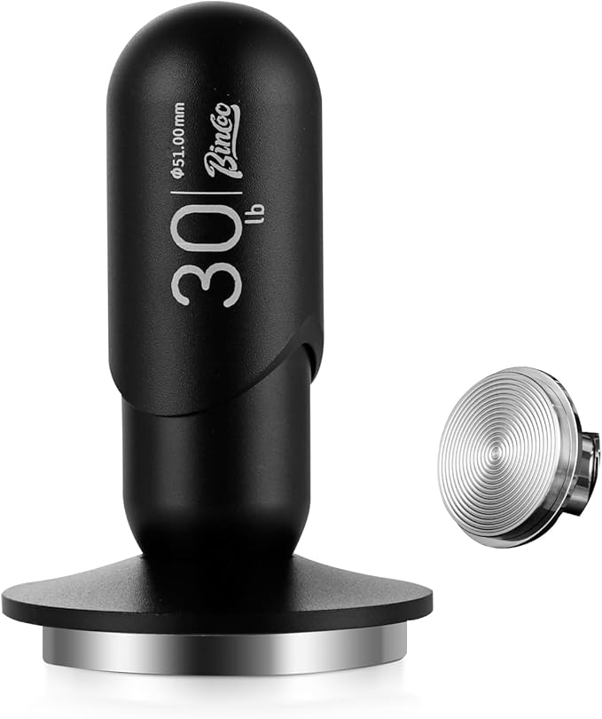 Bincoo Espresso Coffee Tamper 51mm,30lb Spring-Loaded Calibrated Tamper-Stainless Steel Base Espresso Coffee Tamper for Barista Home Coffee Espresso Accessories (Black, 51mm)