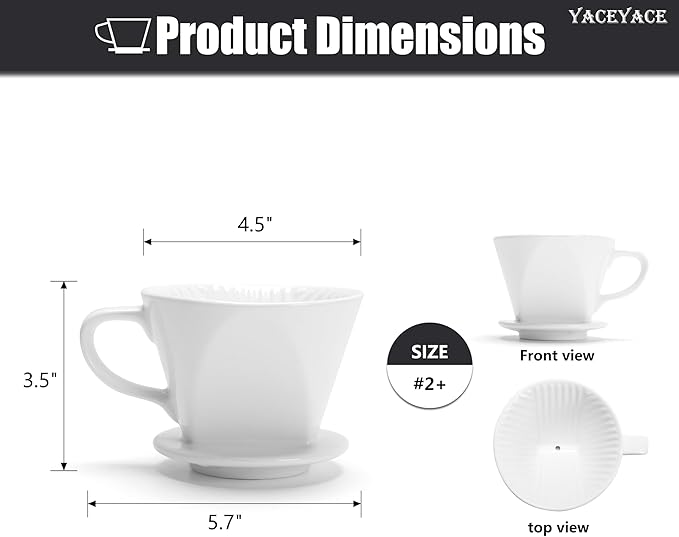 Ceramic Coffee Dripper, White Ceramic Pour Over with Single Hole, Medium Pour Over Coffee Dripper for Café, Bar, Shop, Office, Home