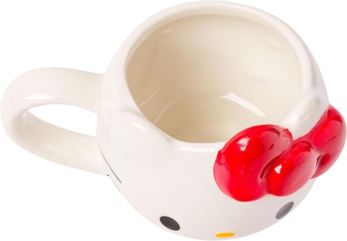 Silver Buffalo Sanrio Hello Kitty Different Color Bows 3 Pack Ceramic 3D Sculpted Mini Cup Set with Handles, Perfect as a Sugar, Cream, or Milk Set, 3.5 Ounces