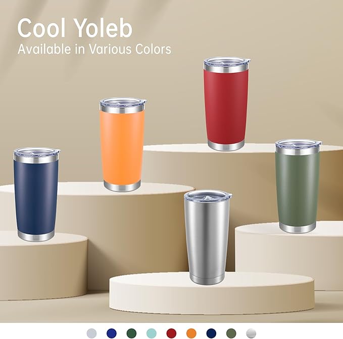 20 oz Tumbler Stainless Steel Tumblers with Lid Double Wall Vacuum Insulated Coffee Mug 20oz Powder Coated Cup for Hot and Cold Drinks, Stainless, 1 pack
