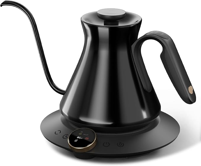 Cocinare Gooseneck Electric Kettle, ±0.5°F Precision Temperature Control for Pour-Over Coffee & Tea, 0.6L, Master Soulages Black Collection