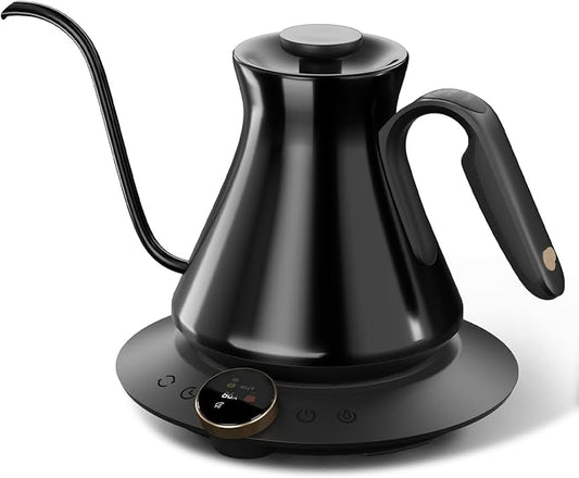 Cocinare Gooseneck Electric Kettle, ±0.5°F Precision Temperature Control for Pour-Over Coffee & Tea, 0.6L, Master Soulages Black Collection