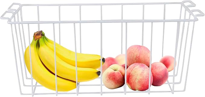 Orgneas Chest Freezer Baskets, 16.5" Freezer Organizer Bins Deep Freezer Storage Bins Metal Wire Baskets with Hanging Handles 4Pcs