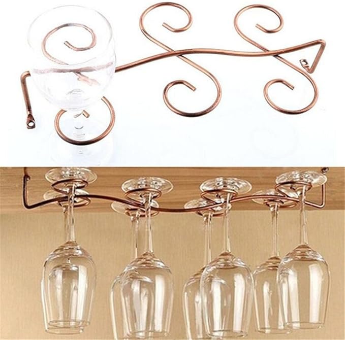 VALINK Stemware Racks, 1Pcs 6/8 Wine Glass Rack, Stainless Steel Wine cup Holder, Stemware Hanging Stand, Under Cabinet Holder, Drinking Glass Storage Organizer Hanger Shelf for Household Bar Tools