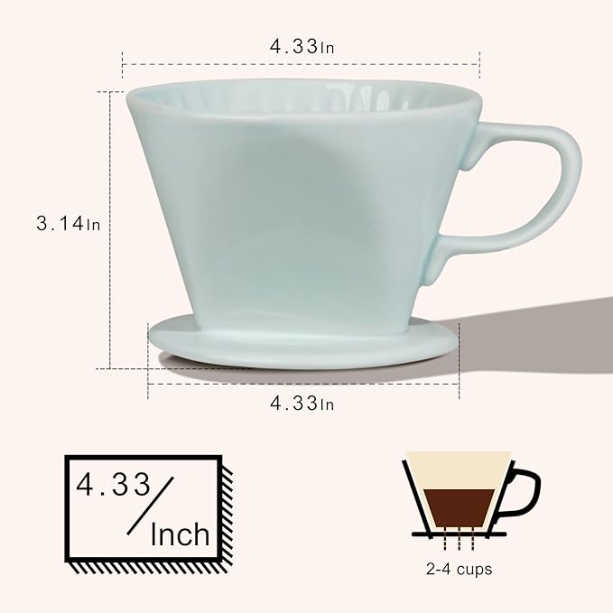 hailanbao Handmade Pour Over Ceramic Coffee Dripper - Authentic Brewing Experience for Camping, Office, and Home (Green)