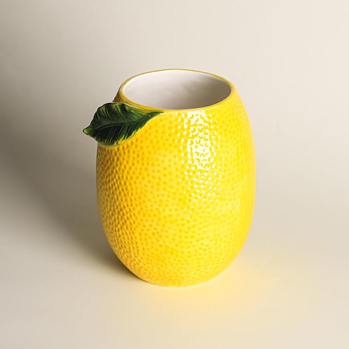 Lemon Shaped Ceramic Kitchen Utensil Holder, Large Cooking Utensil Crocks for Kitchen Countertop, Ceramic Utensil Organizer for Spatula-A
