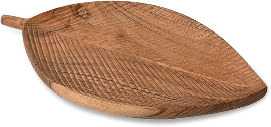 Wooden Leaf Serving Tray 11.5” x 6.25 Inch – Decorative Wooden Platter for Snacks, Dry Fruits, Appetizers, Bread, Cheese & Home Kitchen Serving