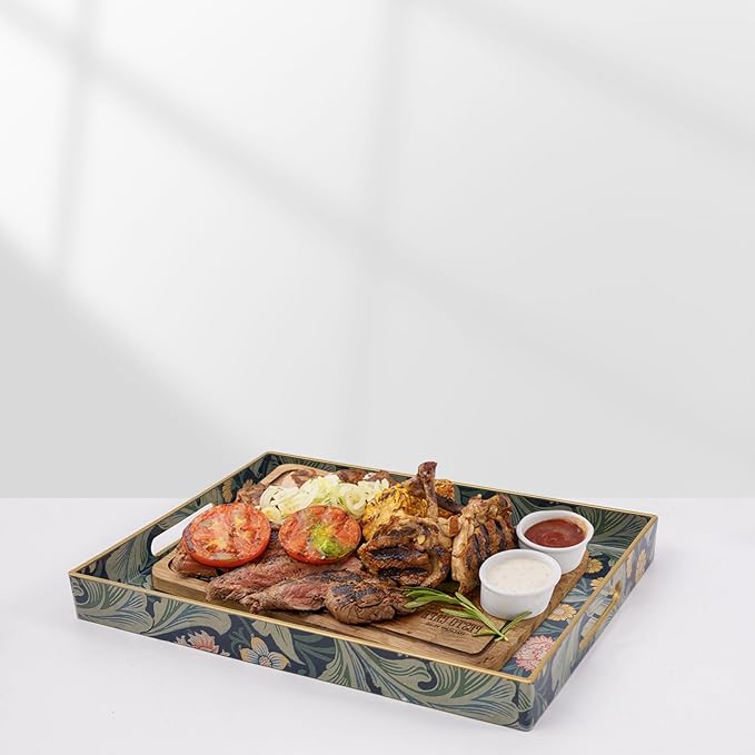 AGIOTA Coffee Table Trays for Living Room Serving Tray with Handles, Modern Large Tray for Ottoman Coffee Table