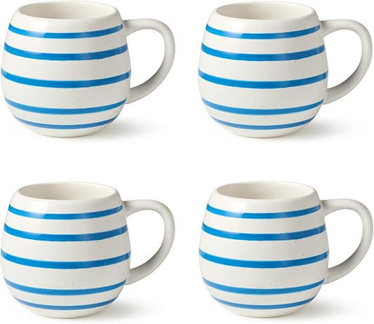 Dockside Blue Stoneware Mug Set – Set of 4, 20 oz Coastal-inspired blue, Chip-Resistant. Perfect for enjoying coffee, tea, hot chocolate, or your favorite warm beverage.