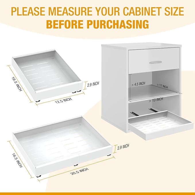 Expandable Pull Out Drawers for Cabinets (White): Kitchen and Pantry Organizer, Sliding Cabinet Organizer with Adhesive, Under Sink and Pots Storage, 12.5"-20.5". expandable pull out cabinet organizer