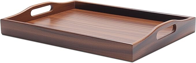 Wood Serving Tray Small, 14"x10"x2" Small Serving Tray for Ottoman Coffee Table, Wood Trays for Home Decor, Kitchen Counter, Bathroom