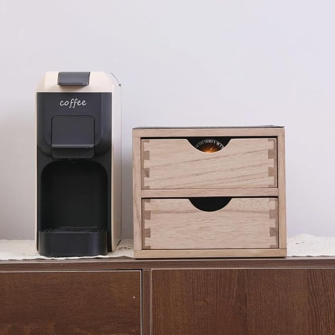 DDYURI Drawer Holder for Coffee Brew - Kitchen Machine Stand Shelf Contertop - Serve Coffee Station and Pod Capsule Storage Organizer for Home Decor Office Storage Solution 2-Tier CF2D2C-Light