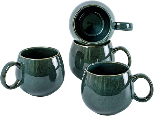 UNICASA Coffee Mugs Set, 18oz Ceramic Jumbo Mugs Set of 4, Porcelain Cereal, Soup Cups with Handles for Coffee, Tea, Milk, Latte and Cocoa, Microwave Safe - Reactive Olive…