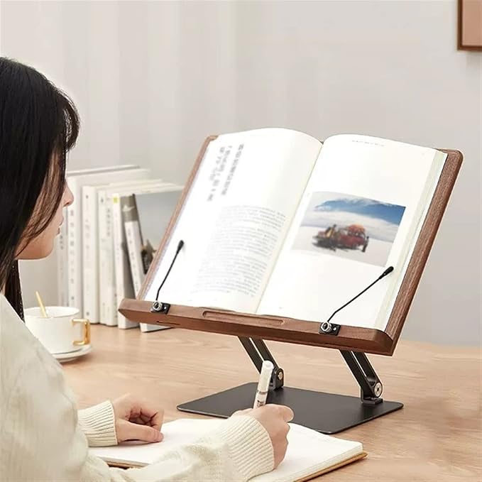 Book Stand Book Holder Tray Wooden Lifting Reading Frame Desktop Flat Reading Painting Book Stand Book Holder, Cherry/Walnut Cookbook Stand for Kitchen (Color : B)