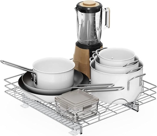 LOVMOR Pull Out Cabinet Organizer and Storage 20" W x 21" D, Slide Out Shelves for Kitchen Cabinets