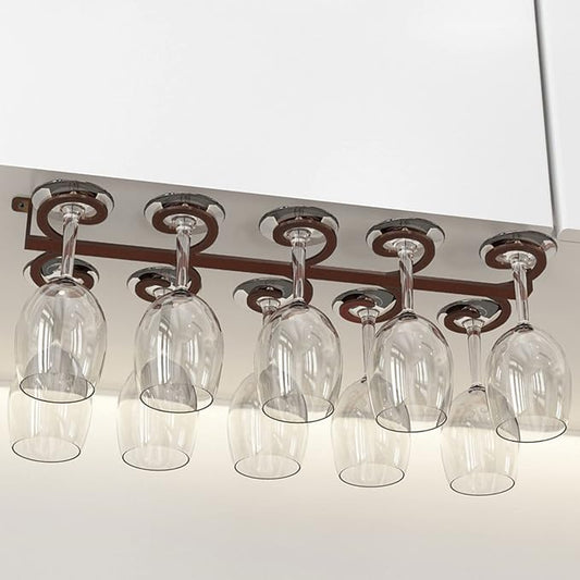 Wine Glass Holder, Decoration Wine Glass Rack, for Bars, Restaurants, Kitchens Stemware Holder Storage Display Stand, Wine Glass Racks Under Cabinet (Color : Brown)
