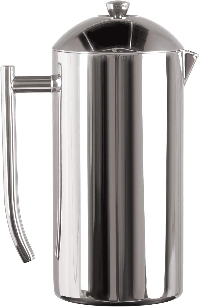 Frieling French Press Coffee Maker - 17 oz, Polished Stainless Steel - Double-Wall Insulated French Press & Cold Brew Pitcher for Camping & Travel - Manual Non-Plastic Coffee Maker