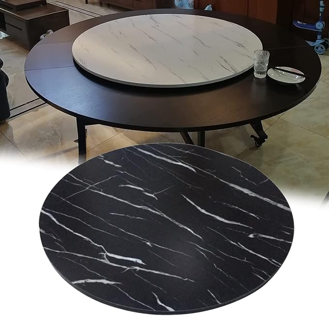 Large Round Turntable Lazy Susan Wooden Turntable Serving Plate - For Kitchen Dinner Table Tabletop Serving Tray, Ø20in 28in 35in 39in, 360° Rotating Turntable For Round Table (Color : Black, Size :
