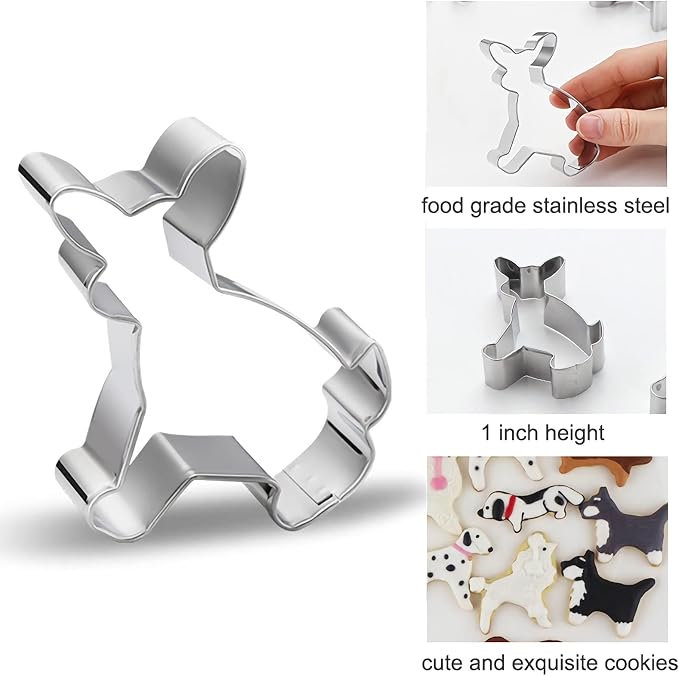 Dog Cookie Cutter for Treats Shapes Baking Set of 6 - Stainless Steel Border Collie, Chihuahua, Labrador, Rochin, Rottweiler, Pleasant Shepherd Shaped Puppy Cartoon Pet Dog Cookie Cutters Molds Stamps
