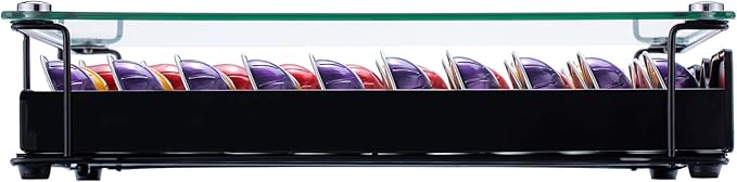 FlagShip Vertuo Pod Holder Drawer for Nespresso Storage Glass Top Capsule Organizer(40 Pods Capacity)