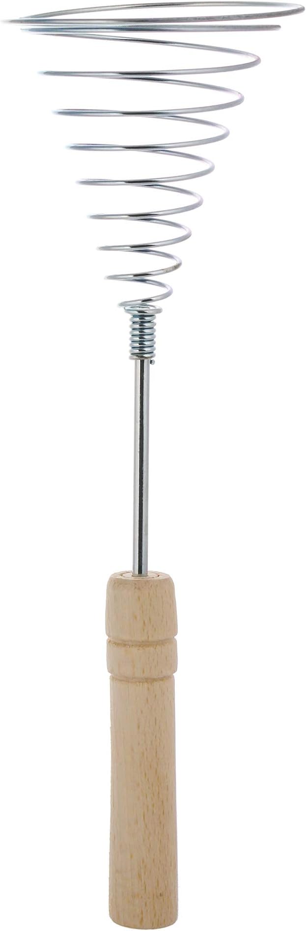 Stainless Steel Spring Coil Whisk 1 Pcs - Wire Whip Egg Whisk with Wooden Long Handle - Heavy Duty Whisks for Cooking