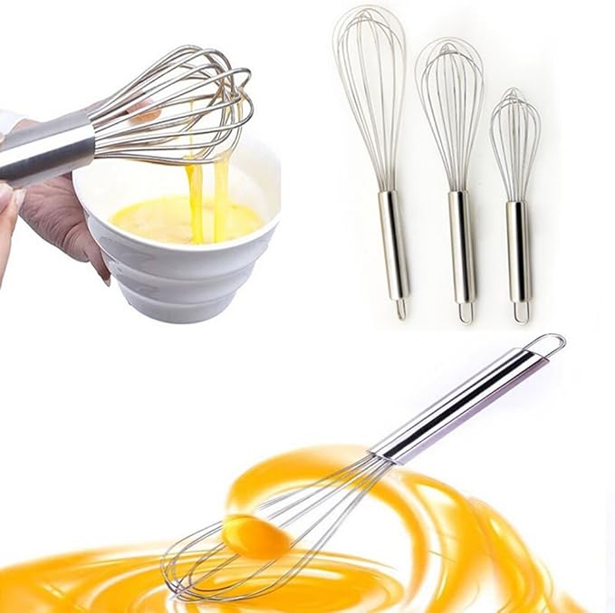 8/10/12inches Portable Stainless Steel Balloon Wire Whisk Egg Beater Mixer Baking Utensil Kitchen Tool 8 inches