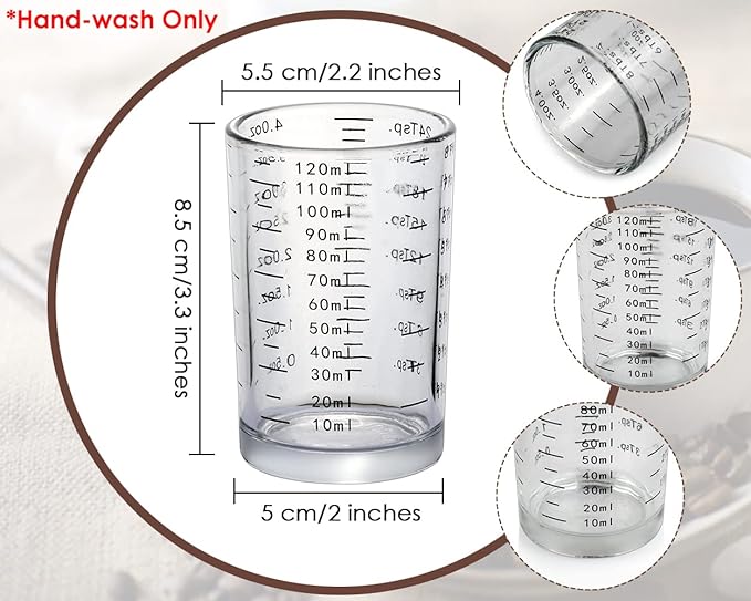 DS. DISTINCTIVE STYLE Measuring Cup 2 Pieces Shot Glass Measuring Cup with 4 Kinds of Measuring Scale for Small Amount Liquid (Black, 120ml)