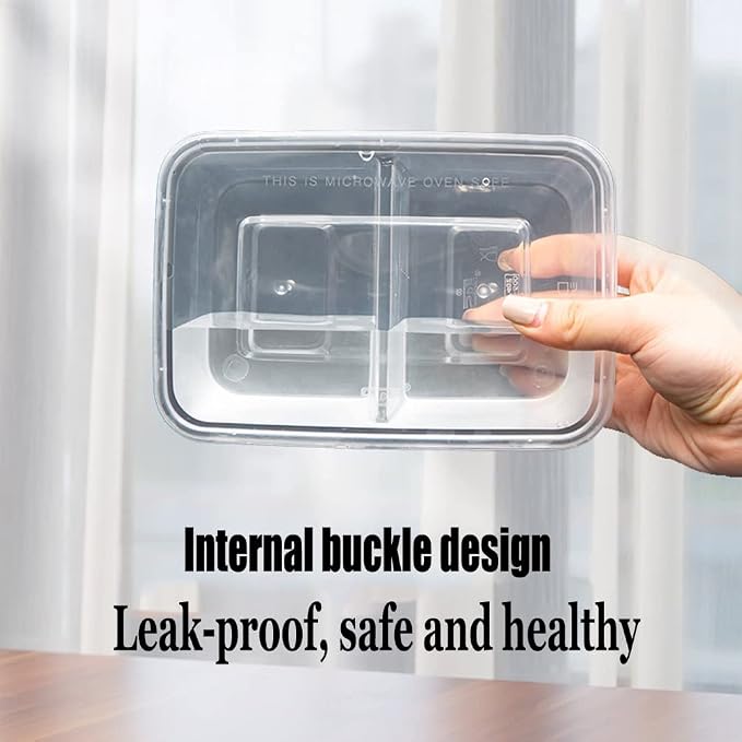 AGYH 300 Packs Meal Prep Containers with Lid 2 Compartments Food Storage Containers Microwave Freezer Safe Take Out Food Container (Color : Clear, Size : 650ML)