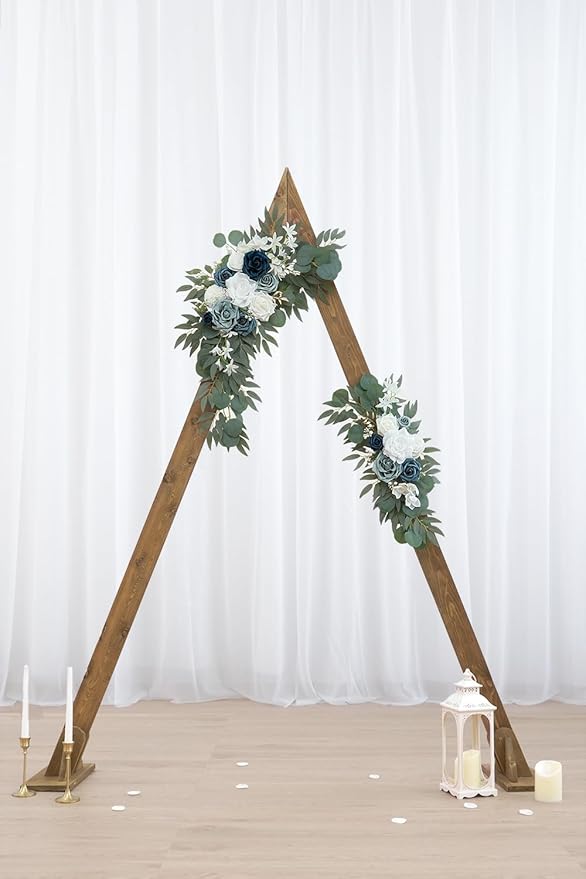 Olalaka Dusty Blue Flower for Wedding Welcome Signs Decorations, Artificial Wedding Arch Flowers for Wedding Ceremony (Set of 2)