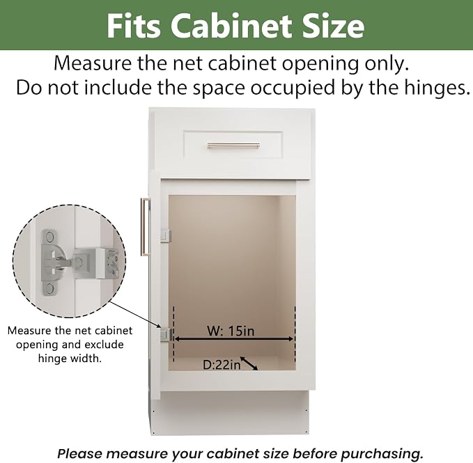 Pull Out Cabinet Organizer 14½" W x 21½" D, Heavy Duty Cabinet Pull Out Shelves, Slide Out Drawers Organization for Kitchen Cabinets Bathroom